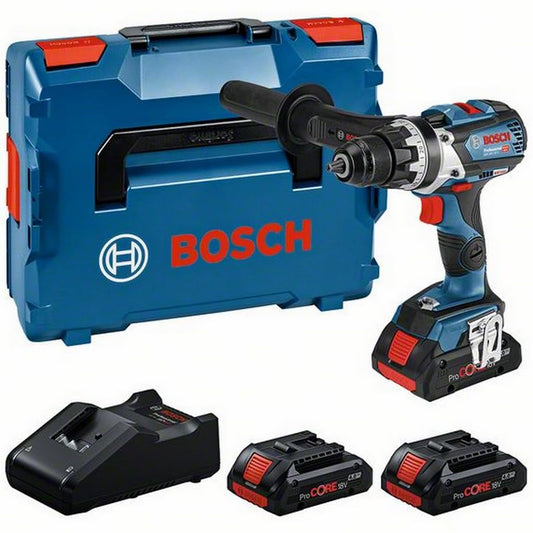 Bosch Professional 18V System Akku Bohrschrauber GSR 18V-110 C (max. Drehmoment: 110 Nm, max. Schrauben-Ø: 12 mm, inkl 3x 4.0Ah ProCORE Akku, GAL 18V-40 Ladegerät, L-BOXX)